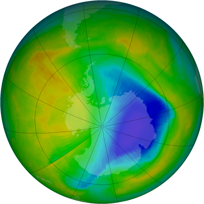 Antarctic ozone map for 06 November 2003